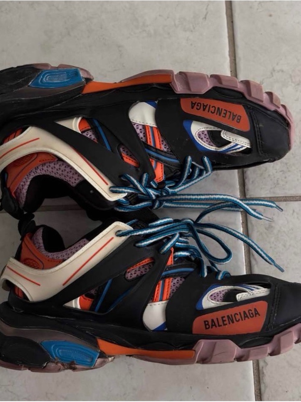 Balenciaga Pink & Black Multi-Accent Track Sneakers - Picture 2 of 3